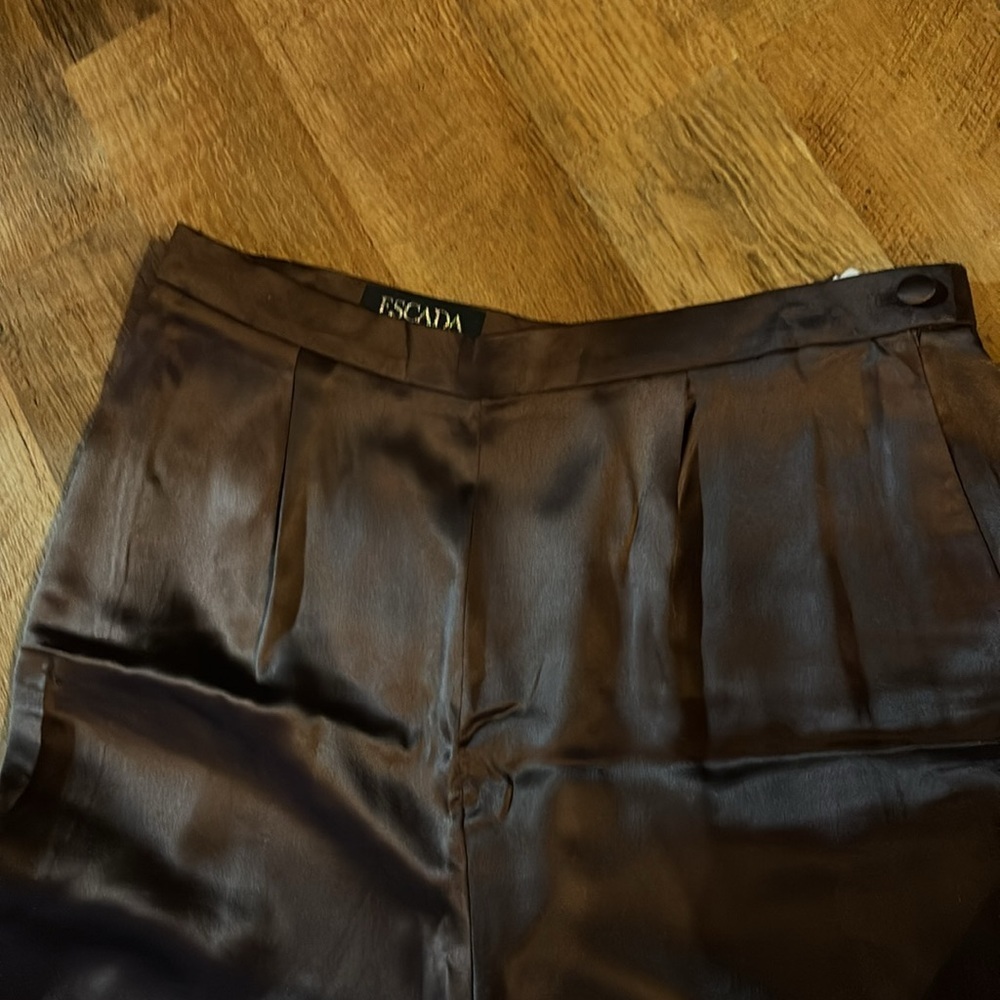 High-Rise Wide-Leg Black Satin Pants - Picture 6 of 11